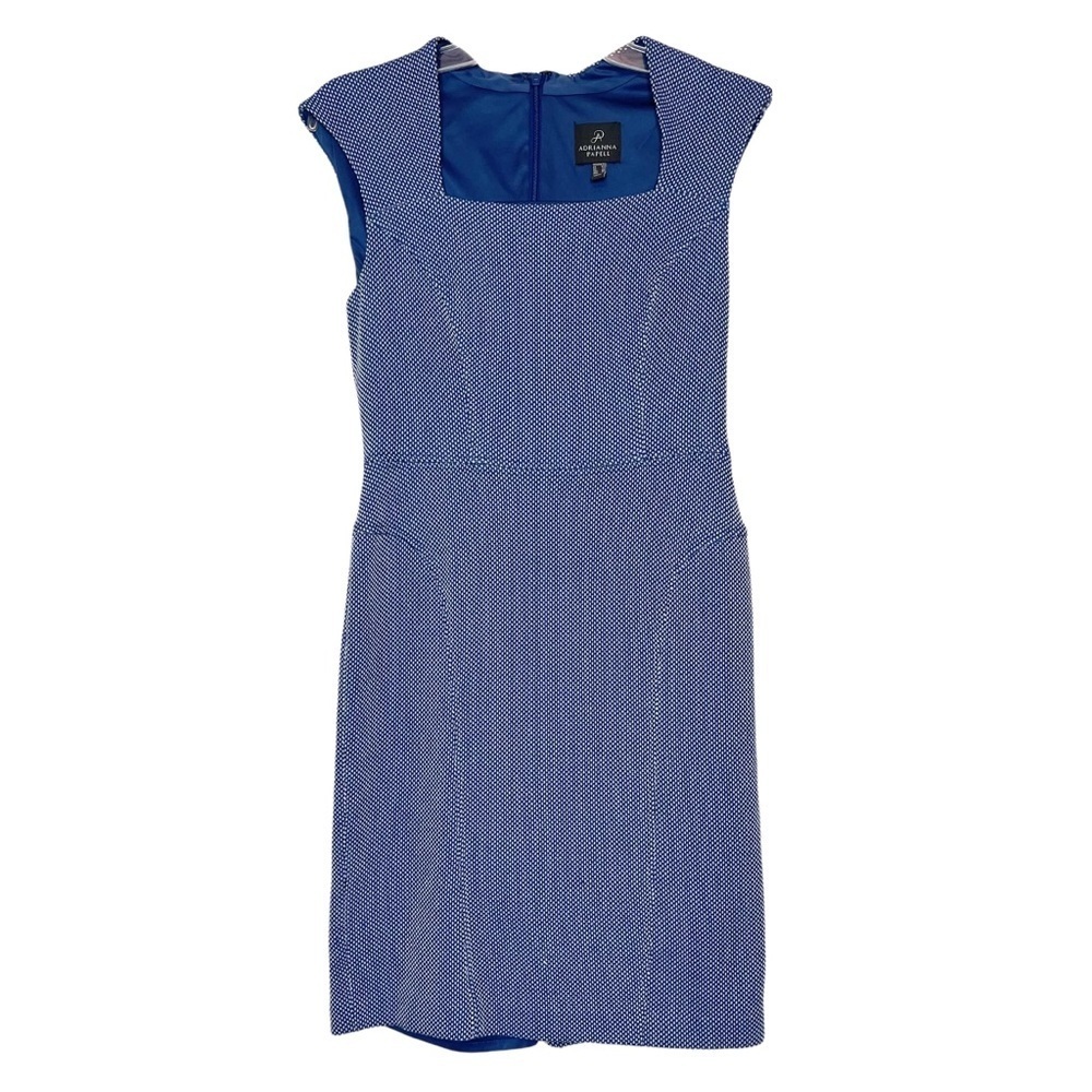 Adrianna Papell Blue White Textured Structured Sheath Dress womens 8